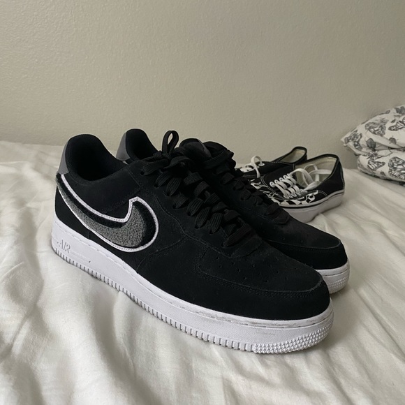 air force 1 low 3d chenille swoosh black cool grey